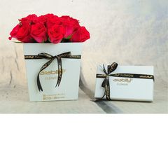 25 Red Roses with Belgian Chocolates