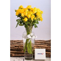 Yellow Baby Roses in Claro Vase