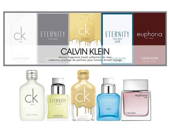 Calvin Klein for Men EDT 5 x 10mL (CK One + Eternity + One Gold + Eternity Air + Euphoria) Mini Set