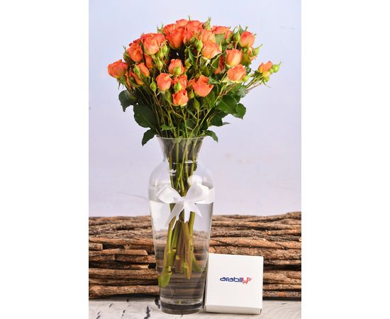Orange Baby Rose in Claro Vase