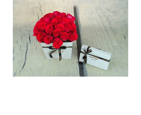 25 Red Roses with Belgian Chocolates