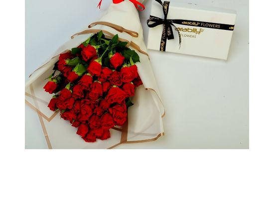 Bunch of Red Baby Roses with Belgian Chocolates