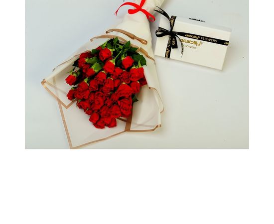 Bunch of Red Baby Roses with Belgian Chocolates